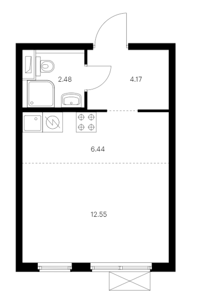 Квартира студия 25.64 м², 5/15 эт., ЖК «Янинский лес»